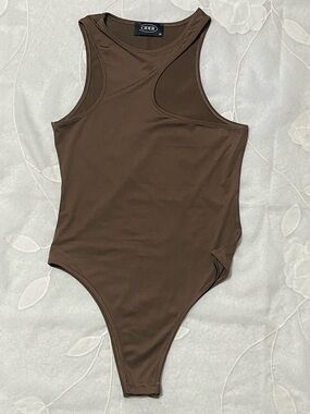 Cider Brown Sleeveless Racerback One-Piece Bodysuit